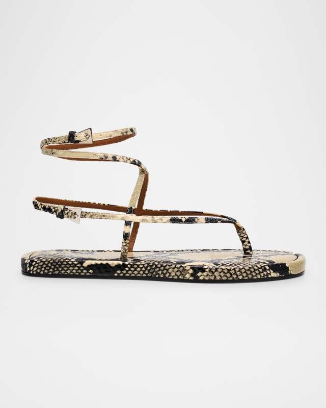 Hydra Snake-Embossed Strappy Sandals